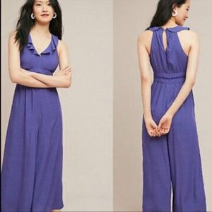 🆕 Maeve Anthropologie Justine Jumpsuit, Blue with White Polka Dots, Wide Leg